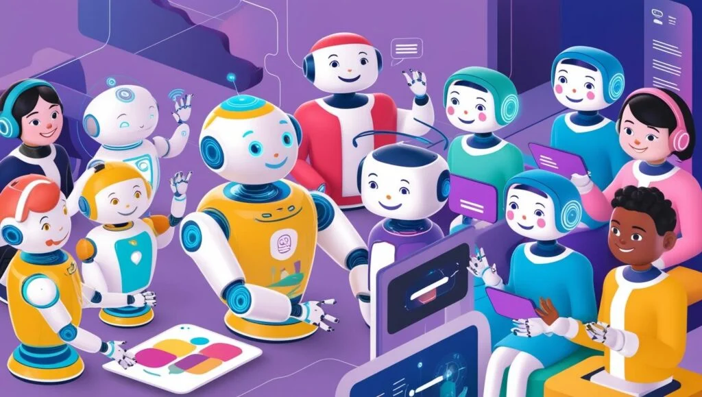 Chatbot interactuando con un usuario en una interfaz moderna en 2025